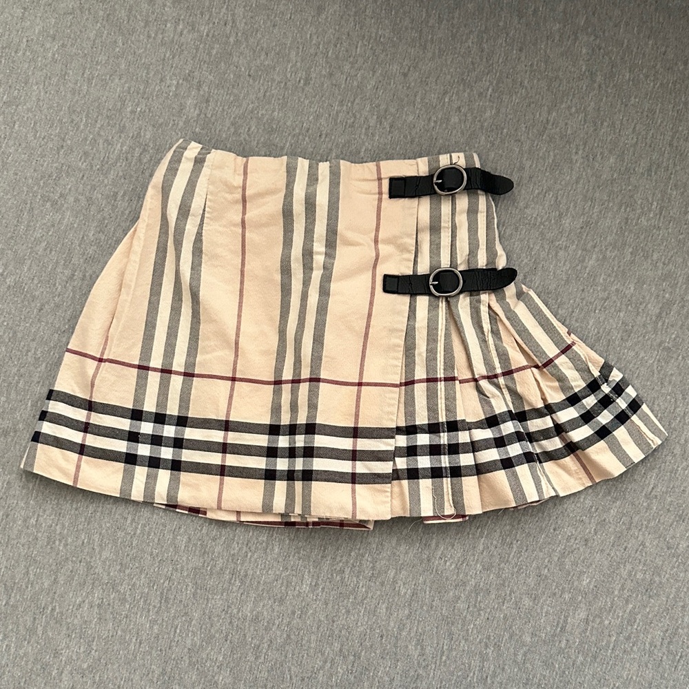Burberry Beige and Black Plaid Mini Skirt